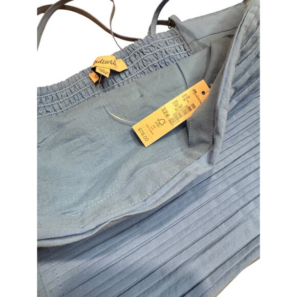 MADEWELL NWT Poplin Crop Tube Top Ornamental Blue Pleated Crisscross Size 6 - Picture 8 of 12